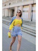 Blue ruffled mini skirt with floral ruffles 3861 - Online store - Boutique